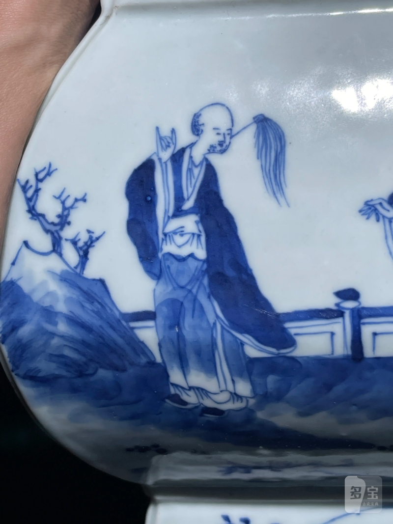 清中期 青花人物纹方瓶一对 - 图20